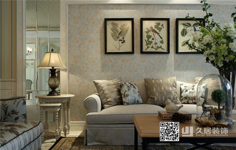 客廳-沙發背景-天陽棕櫚灣120㎡美式風格案例