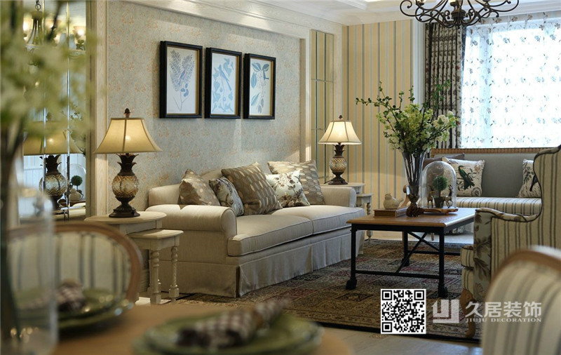 客廳-天陽棕櫚灣120㎡美式風格案例