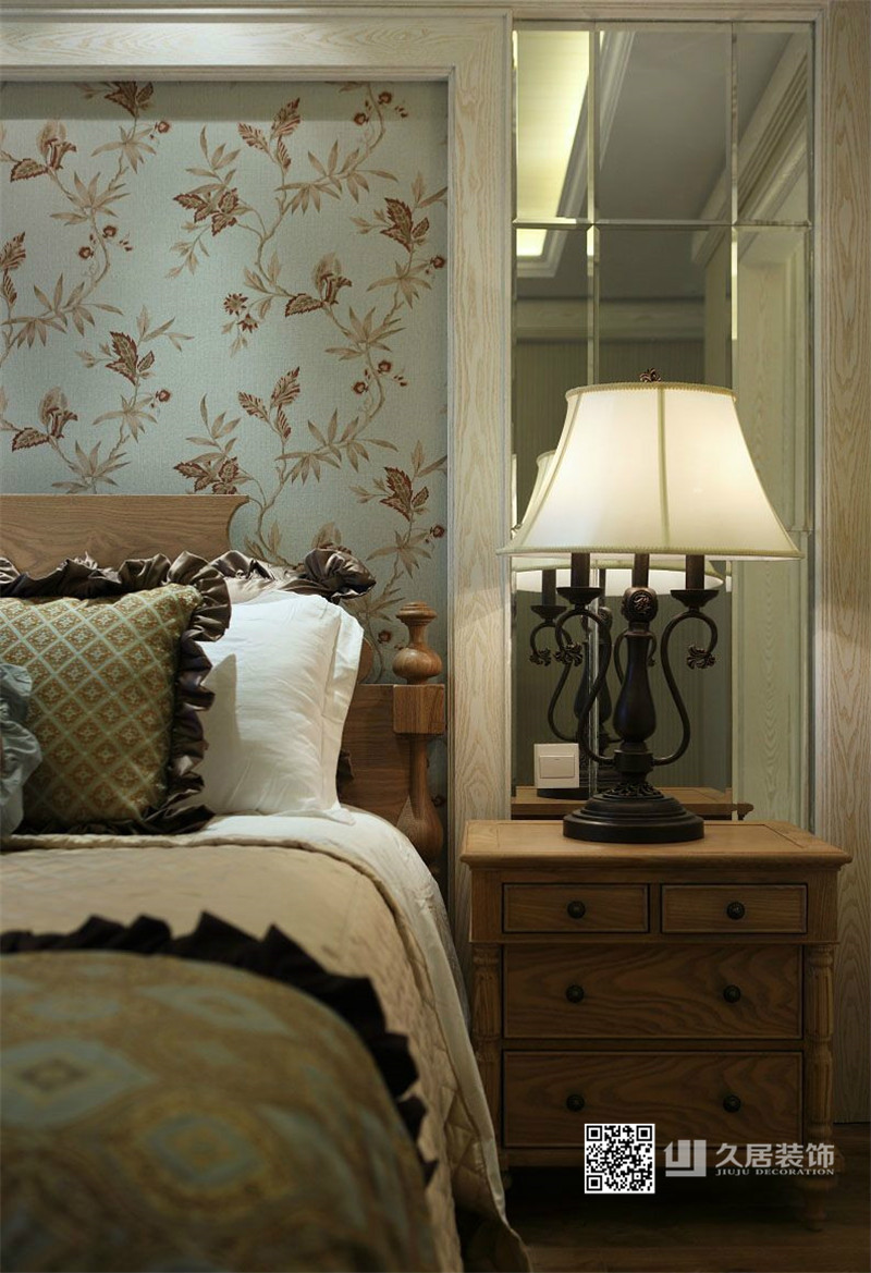 臥室-床頭柜-天陽棕櫚灣120㎡美式風格案例