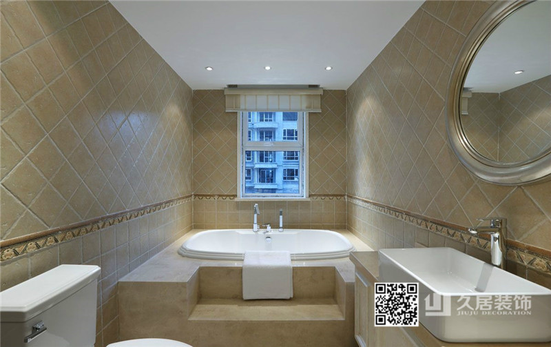 衛生間-浴缸-天陽棕櫚灣120㎡美式風格案例