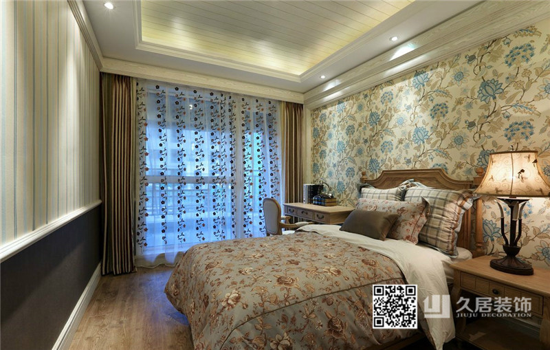 臥室-天陽棕櫚灣120㎡美式風格案例